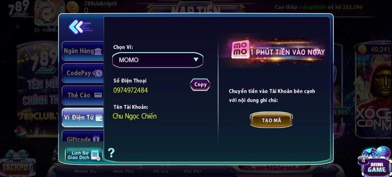 Nạp tiền 789club